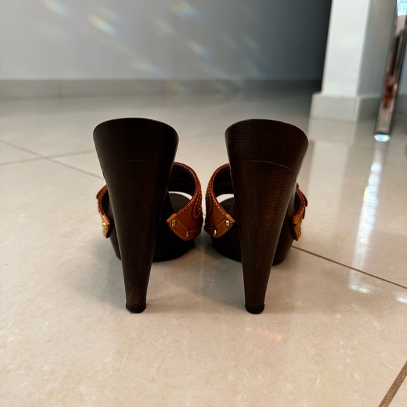 DSQUARED2 tan leather with wooden sole sandal - Picture 4 of 8